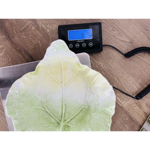 Vintage Cabbage Leaf Serving Bowl Lettuce Green Yellow White Porcelain Mold 128 - Picture 12 of 12